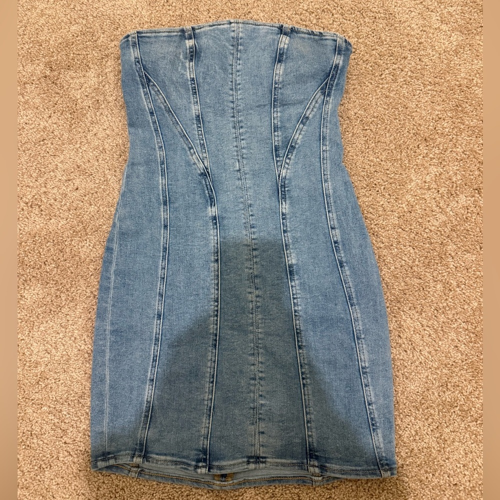 Strapless Denim Mini Dress Garage - Picture 3 of 5